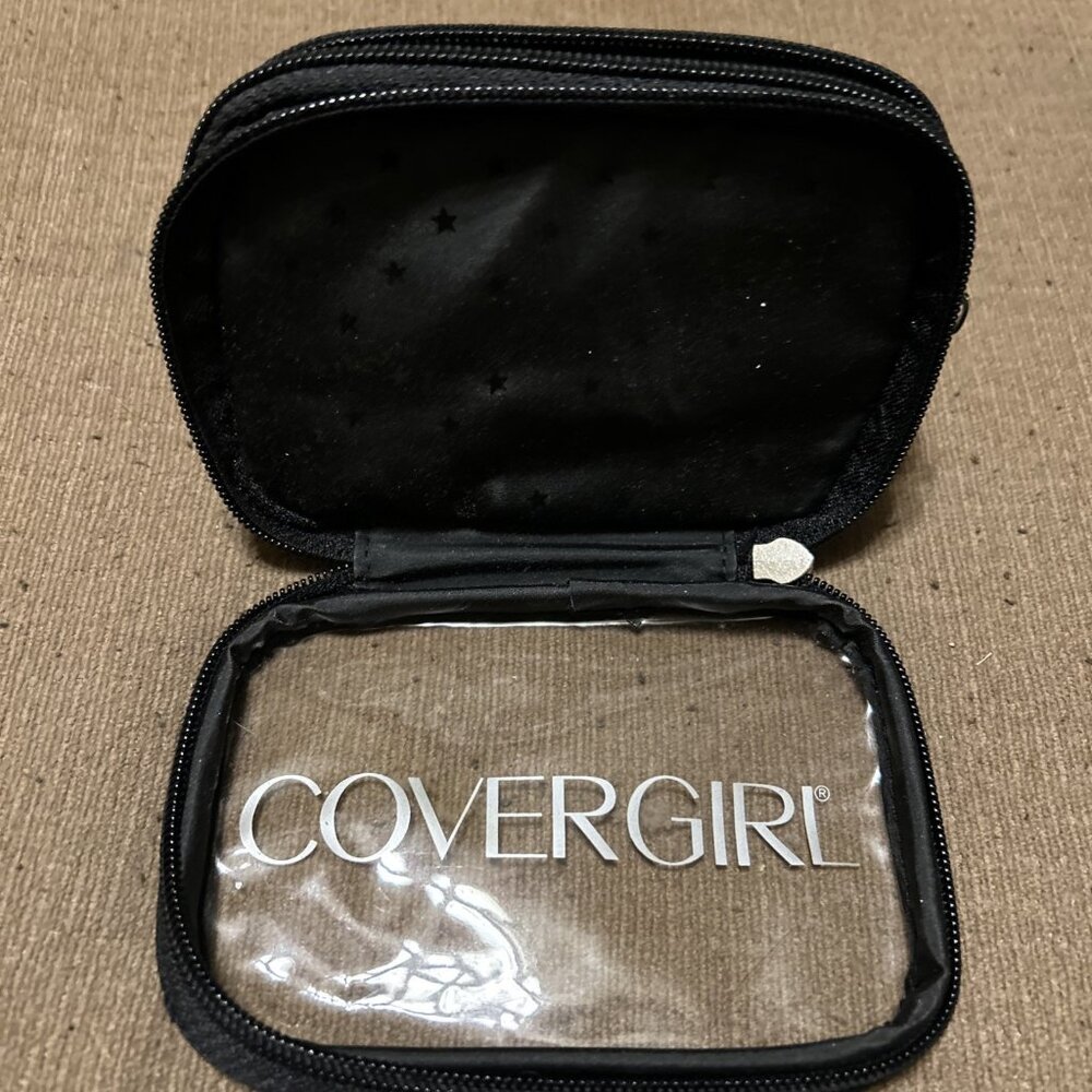 Covergirl Black Cosmetics Makeup Travel bag Preowned With Wallet Compartment 6”